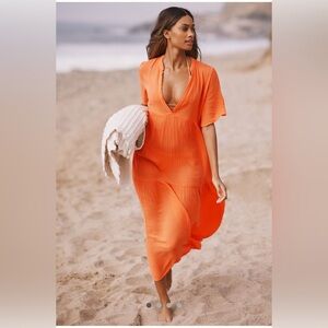 Anthropologie Orange Maxi Dress
